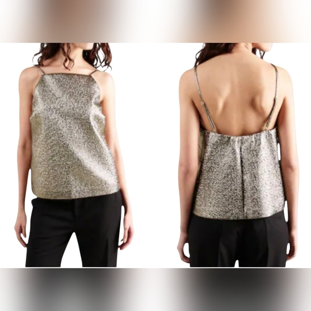 Abercrombie & Fitch Metallic Gold Spaghetti Strap Tank Top Women Size Large